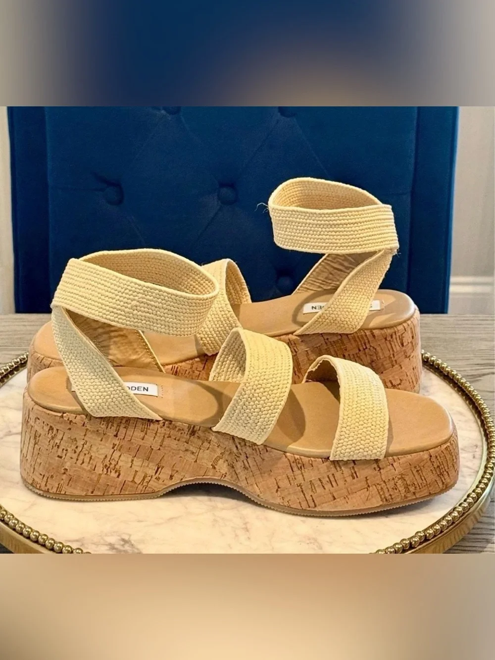 Steve Madden SASHES RAFFIA Cork Platform Sandal Sz. 9 | NWB
